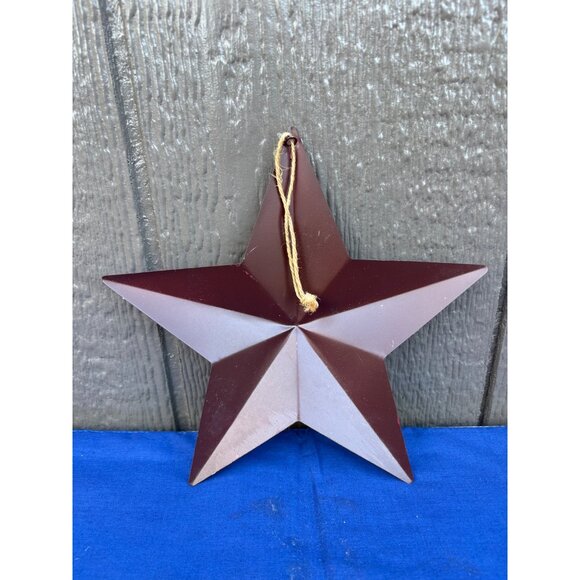 Hand-Painted Snowman Star-Shaped Metal Tin Christmas Tree Ornament Jute Hanger - Picture 2 of 2